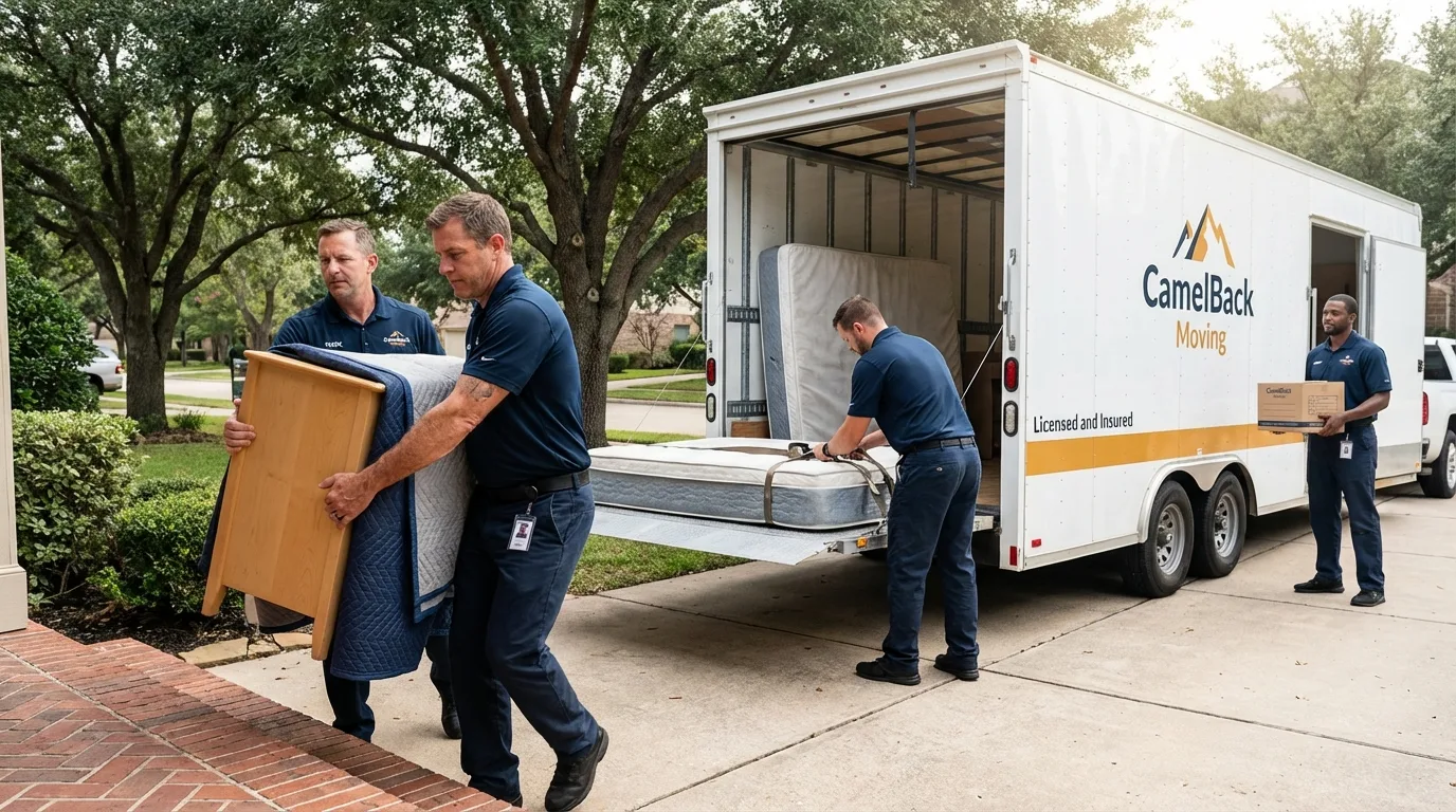 Crew loading residential truck for cross-state move from Strongsville, OH
